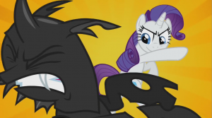 Rarity punching out a changling